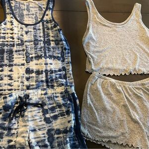 Set of 2 Matching Top/Bottom Comfy Summer Sleepwear Pajamas Loungewear